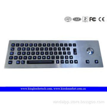 Waterproof Kiosk Illuminated Metal Keyboard With Trackball